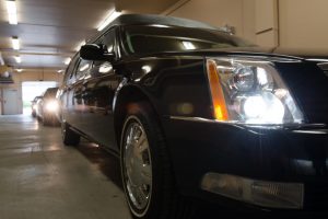 limousines or hearse in garage