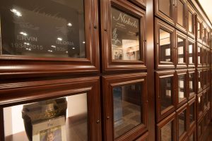 indoor columbarium close up, place for the respectful and usually public storage of cinerary urns , cremation services